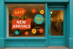 vibrant retail storefront using custom window decals
